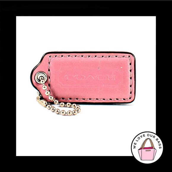 2" Medium COACH Pink & Snakeskin Leather Nickel Fob Bag Charm Keychain Hang Tag - Picture 1 of 2